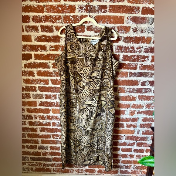 Vintage Danny & Nicole brown patterned tank top dress - Picture 6 of 8